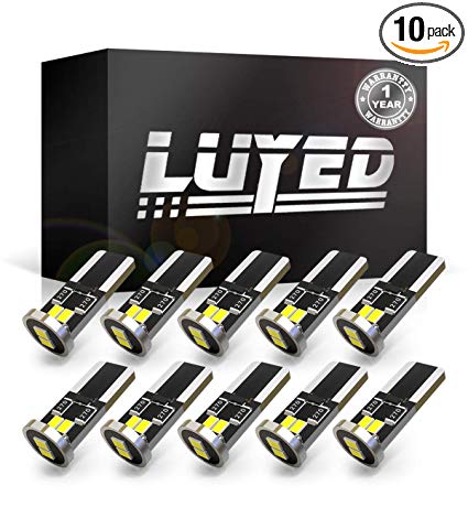 LUYED 10 X Super Bright Low Power 3020 6-EX Chipsets W5W 194 168 2825 Led Bulbs Aluminum Material,Xenon White(Optimum heat dissipation on this market)