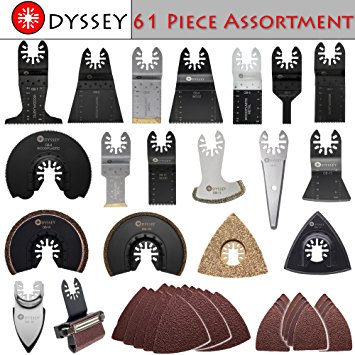 Odyssey Oscillating Multitool 61 Piece Assortment Pack Platinum Saw Blades for Wood Plastic Metal Bundle (61-Items)