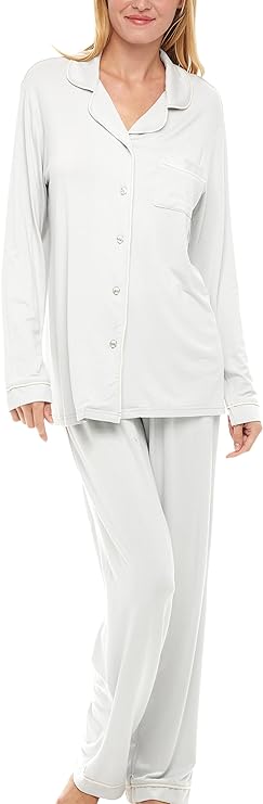 Alexander Del Rossa Women's Soft Knit Jersey Pajamas Lounge Set, Long Sleeve Top and Pants with Pockets