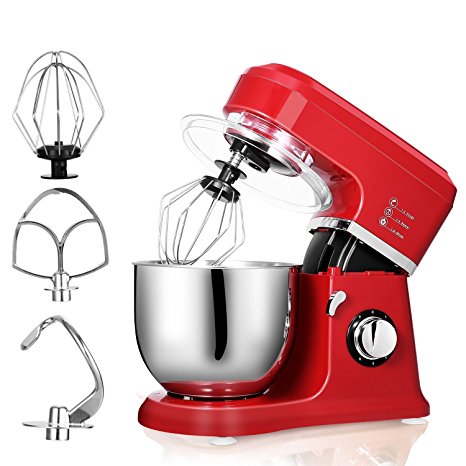 MeyKey HA5161 Classic Series Stand Mixer, 800W, Food Mixer, Kitchen Electric Mixer with 6-speed control, 5-Quart, Hook, Whisk, Beater, Splash Guard - Empire Red