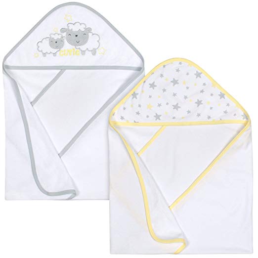 Gerber 2-Piece Hooded Bath Towel, Lamb, 26"x 30"