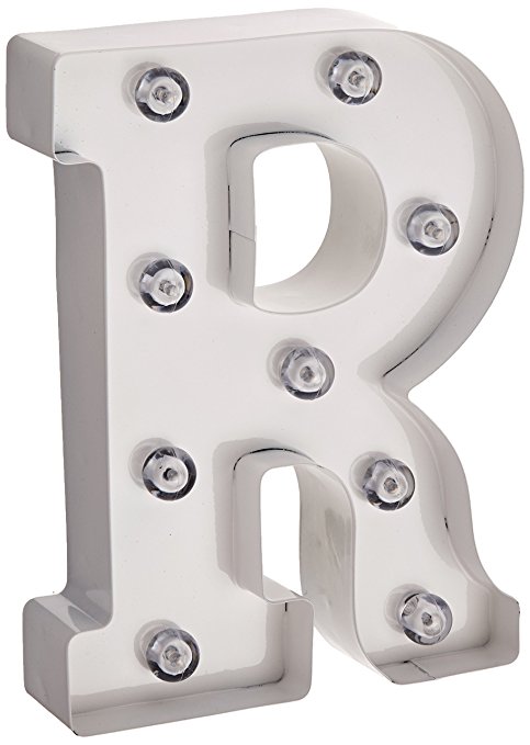 Darice Metal Letter R Marquee Light Up, White