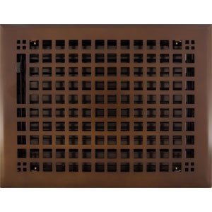 8" x 10" (9.75" x 11.75" Overall) Oil-Rubbed Bronze Mission Register with Damper (HVAC VENT COVER)
