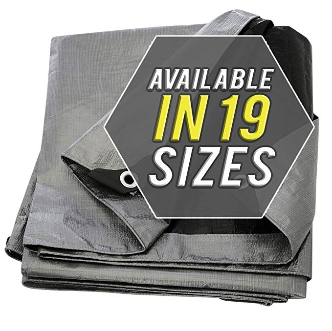Tarp Cover 20X20 Silver/Black Heavy Duty Thick Material, Waterproof, Great for Tarpaulin Canopy Tent, Boat, RV Or Pool Cover!