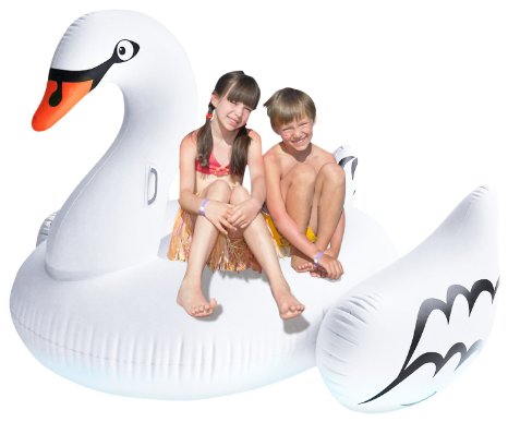 Greenco Giant Inflatable Swan Pool Float Lounger, 75"