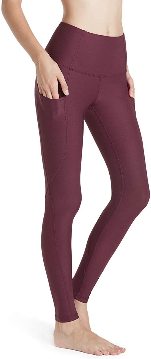TSLA High Waist Yoga Pants with Pockets, Tummy Control Yoga Leggings, Non See-Through 4 Way Stretch Workout Running Tights
