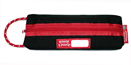 Rough Enough Classic Small Pencil Case Pouch Cosmetic Makeup Bag Toiletry Organizer with Handle (BLACK)