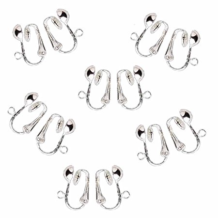 24 Silver Plated Clip on Earring Findings Standard Half Ball with Easy Open Loop for Easy Converting From Standard Ear Wires 12 Pair