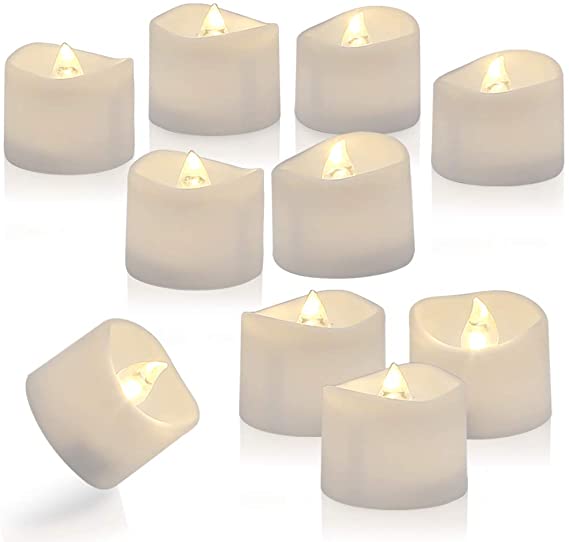 Homemory Tea Lights with Timer, Set of 24 Battery Operated Tea Candles, Warm White Flameless Flickering Electric Candles for Table Centerpieces, Mood Lighting and Home Decor