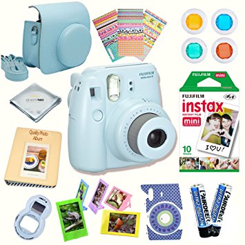Fujifilm Instax Mini 8 Camera Blue   Accessories kit for Fujifilm Instax Mini 8 Camera Includes; Instant camera   Fuji Instax Film (10 PK)   Camera Case   instax Album   Frames   Selfie lens   MORE