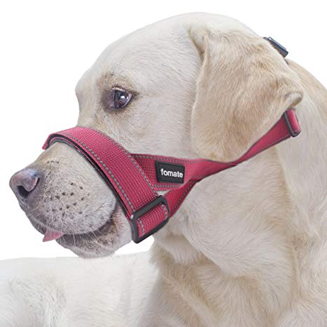 FOMATE Reflective Safety Dog Muzzle Lead with Adjustable Sections, Release Strap, for Small, Medium, and Large Breeds