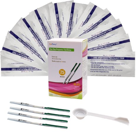 LotFancy 25 HCG Pregnancy Urine Test Strips with Urine Catcher, 99.8% Accuracy, FDA Approved (25 HCG (Pregnancy Test))
