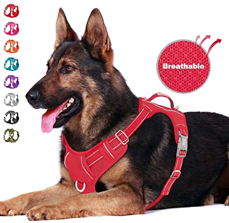 BARKBAY No Pull Dog Harness Front Clip Heavy Duty Reflective Easy Control Handle for Large Dog Walking with ID tag Pocket