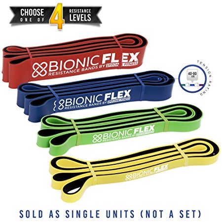 Bionic Flex Pull Up Assist Band – Ultra Durable Resistance Bands for Strength Training Exercise, Physical Therapy, Powerlifting, Stretching by Epitomie Fitness