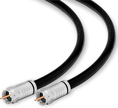 Conext Link RG6 Quad Shield Coaxial Cable F Connector 18 AWG 3GHZ 75 Ohm Sat TV (12FT, Black) （33004）