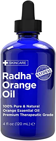 Radha Beauty - 100% Pure Orange Essential Oil - Huge 4oz Bottle (120ml) - Undiluted. Great DIY Multi-Purpose Oil