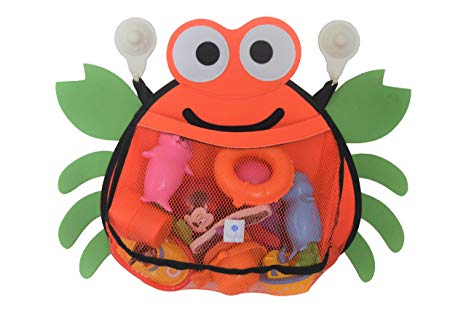 Crab Bath Net Organizer for Infant Toddler and Baby Toys – Organizer Storage and Holder with 2 Heavy Duty Limpet Lock Suction Cups - Bath Toy Net Holder for the Tub