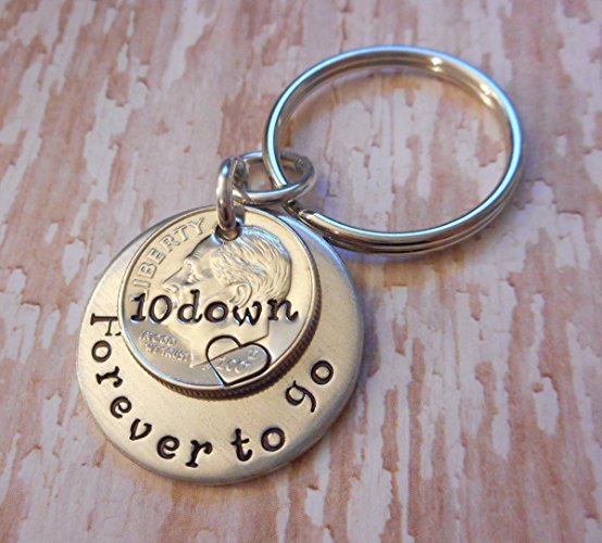 2007 Dime 10 Down and Forever To Go Wedding Anniversary Coin Key Chain Gift for Him or Her