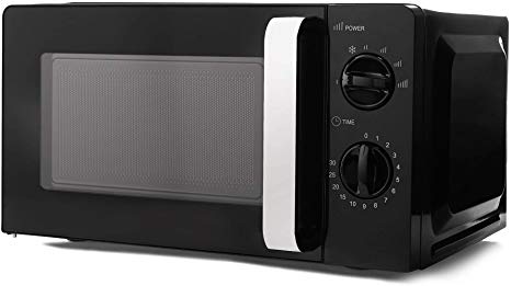 VonShef Manual Microwave Oven, 17L Freestanding Solo with 6 Power Settings Including Defrost. 30 Min Timer, Easy to Clean – Black 700W