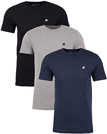 INTO THE AM Men's Crewneck T-Shirts 3-Pack - Soft Modern Fitted Basic Logo Tees