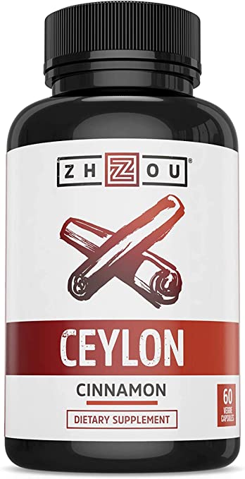 Zhou Ceylon Cinnamon | Supports Blood Sugar, Heart Health and Joint Mobility | True Cinnamon Native to Sri Lanka | 30 Servings, 60 CT