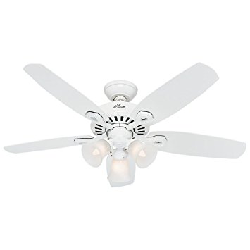 Hunter Fan Company 52105 Builder Small Room 42-Inch Snow White Ceiling Fan with Five Snow White Blades and a Light Kit