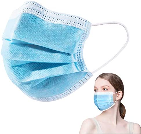 Disposable Masks Blue Face Mask 50 PCS 3 Ply Breathable Face Masks with Elastic Ear Loop & Metal Nose Clip Bridge, Non-Woven Face Mouth Protection Mask for Personal Care Adult Men Women Office Outdoor