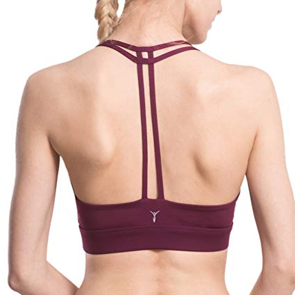 AIYIHAN Womens Yoga Sports Bra Wirefree Double Lined T-Back Running Bra