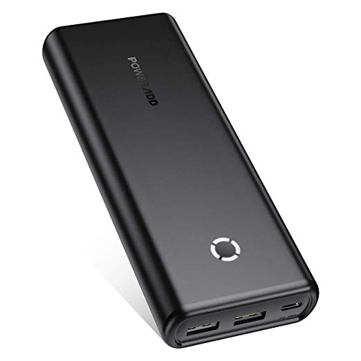 Poweradd 20000mAh PD Portable Charger Power Bank with Power Delivery and QC3.0 Fast Charge Compatible for iPhone, iPad, Samsung, Huawei, most other Phones and Tablets-Black