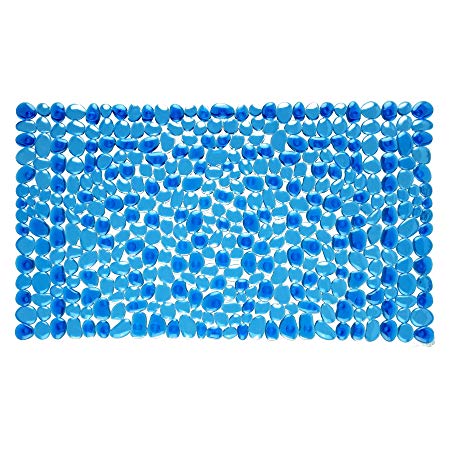 SlipX Solutions Blue Pebble Bath Mat Feels Great on Tired Feet & Helps Prevent Slips (Looks Like River Rocks, 140  Suction Cups, Machine Washable)