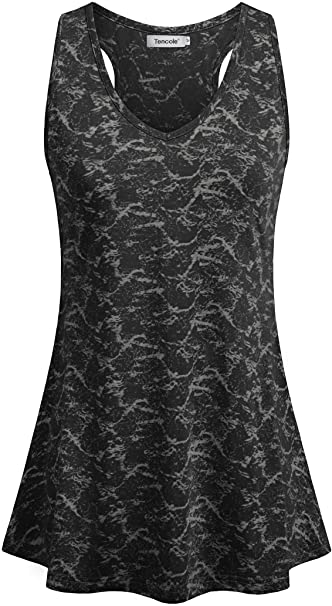 Tencole Womens Summer Shirts with Pattern Sleeveless Casual Racerback Workout Tank Tops