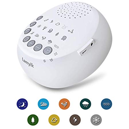 Lamyik White Noise Sound Machine, 15 Relaxing & Soothing Nature Sounds,with Timer Option,Portable Sleep Therapy for Home,Office, Baby,Travel,Powered by Batteries or USB
