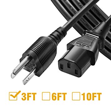 [UL Listed] Chanzon 3ft Universal AC Power Cord 3 Prong (NEMA 5-15P to IEC320C13) 10A 125V for Personal Computer,PC Monitor,Plasma TV,Printer Power Supply Replacement Cable