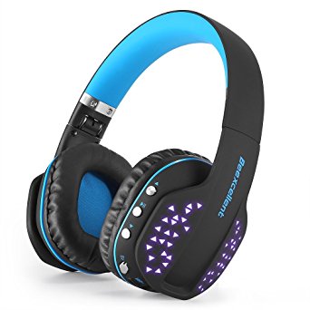 Beexcellent Bluetooth Headphones Wireless Foldable Noise Cancelling Over-ear Headset with Microphone LED Light for PS4 PSP Laptop Computer(Q2 Blue)