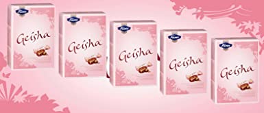 5 Boxes of Fazer Geisha Milk Chocolate with Hazelnut Filling 750g 26 Oz Finland