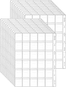 QWORK 24 Sheets Coin Collection Pages, Coin Pocket for Coin Album, 9 Holes, 30 Pocket, 35 x 35 mm