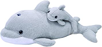 Wild Republic Mom and Baby Dolphin, Stuffed Animal, 14 inches, Gift for Kids, Plush Toy, Fill is Spun Recycled Water Bottles