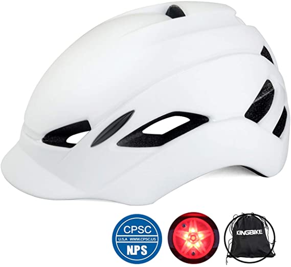 KINGIKE City Urban Bike Helmet for Men Women,with Portable Backpack,Safety Taillight,CPSC Certified(Fit Head Size 22-24IN)