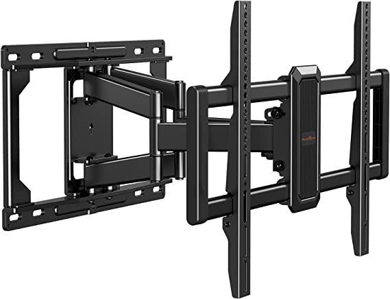 Perlegear Full Motion TV Wall Mount for Most 37-85 inch TVs up to 132 lbs, TV Mount with Dual Articulating Arms, Tool-Free Tilt, Swivel & Extension, Max VESA 600x400mm, 12″/16″ Wood Studs, PGLF4