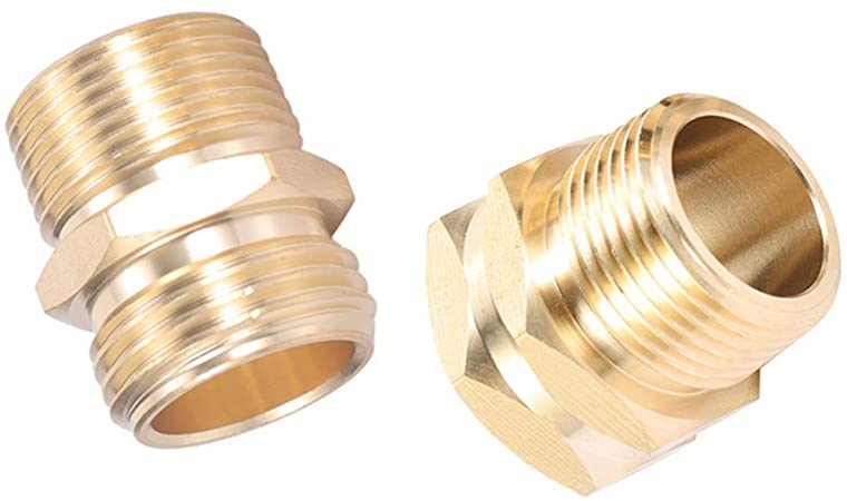 ZKZX Garden Hose Adapter,3/4" GHT Male x 3/4" NPT Male Connector with 3/4" GHT Female x 3/4" NPT Male Connector,Brass Pipe to Garden Hose Fitting Connect (3/4NPT Couple)