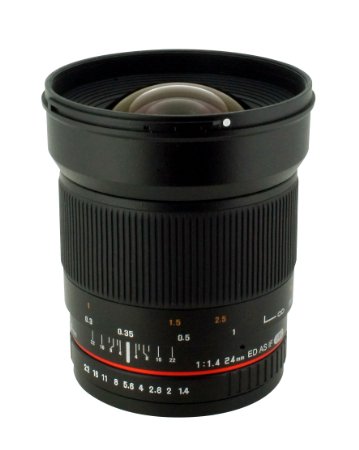 Rokinon 24mm F/1.4 Aspherical Wide Angle Lens for Nikon with Automatic AE Chip for Auto Aperture, Auto Exposure and Focus Confirmation RK24MAF-N