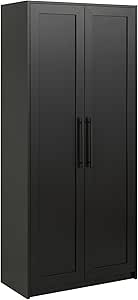 Prepac Elite Premium Home Storage Cabinet with Doors and Shelves, Black Storage Cabinet, Bathroom Cabinet, Pantry Cabinet with 5 Shelves 16" D x 32" W x 72" H, BSCR-1901-1