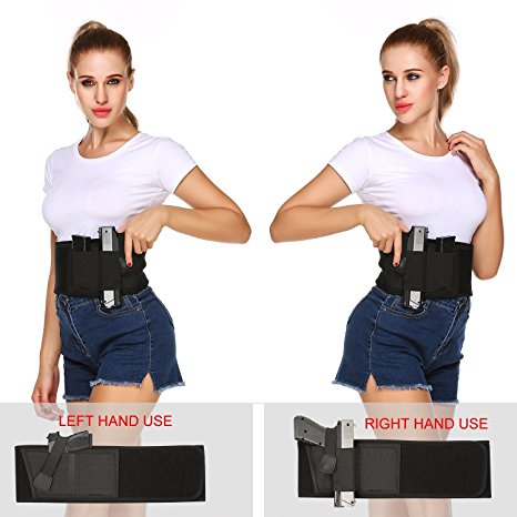 AceZone Belly Band Holster for Concealed Carry,Neoprene Waist Band Handgun Carrying System Elastic Hand Gun Holder Spare Magazine Pouch For Pistols Revolvers For Men and Women