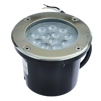 LEDwholesalers Low Voltage In-Ground LED Well Light with Brushed Stainless Steel Trim 12V AC/DC, 14W, 3733WW