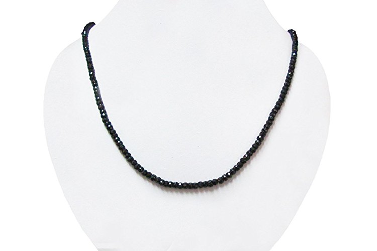 Natural Black Spinel beads necklace strand with Sterling Silver findings by Anushruti 16" Handmade jewelry