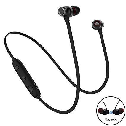 Wireless Headphones, Bluetooth 4.1 Sports Earphones Magnetic Earbuds, Sweatproof Sports in-Ear Headphones with Microphone