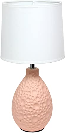 Simple Designs Home LT2003-PNK Textured Stucco Ceramic Oval Table Lamp, Pink
