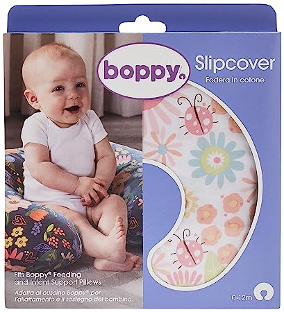 Chicco Boppy Cotton Slipcover for Feeding Pillow, Machine Washable & Dryable, Soft Fabric (French Rose)