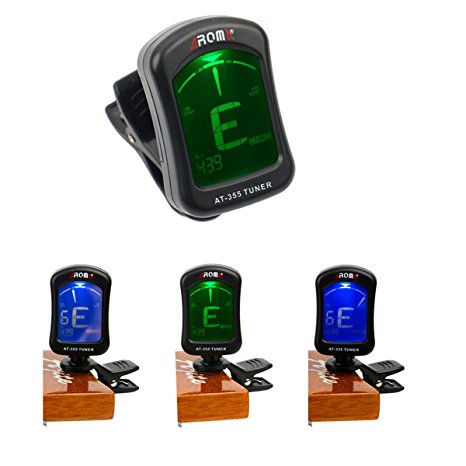 Guitar Tuner, Portable Clip-On Tuner, for Chromatic Guitar Violin Viola Ukulele Bass , plastic black, by LC Prime