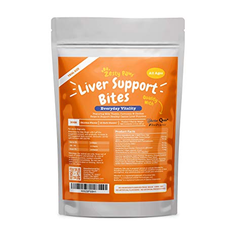 Zesty Paws Liver Support Supplement for Dogs - with Milk Thistle Extract, Turmeric Curcumin, Cranberry & Choline - Natural & Grain Free Soft Chew Formula - for Dog Liver Function & Detox